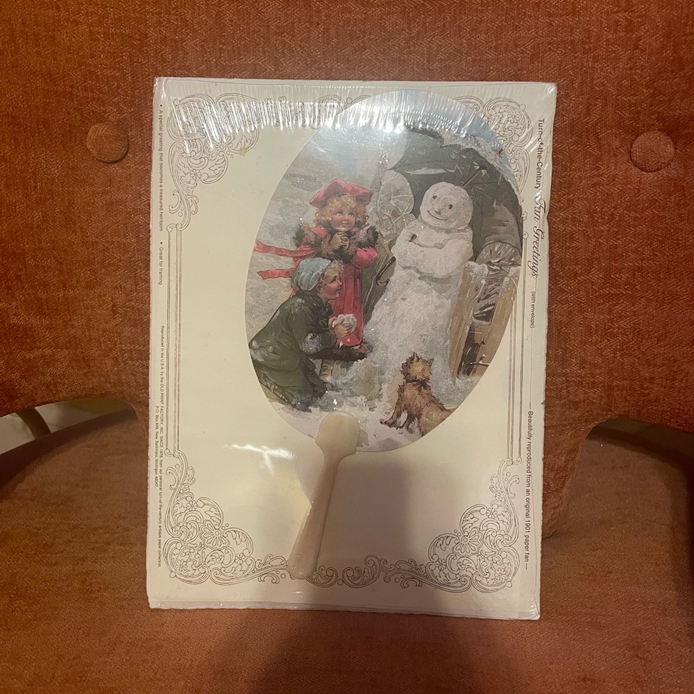 Old Print Factory Vintage Christmas Fan with Envelope for Mailing